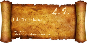 Löb Iduna névjegykártya